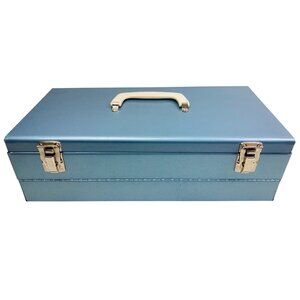 Vintage Metal Double 2 Layer Slide File Box Storage Case Negatives Film Tray MCM